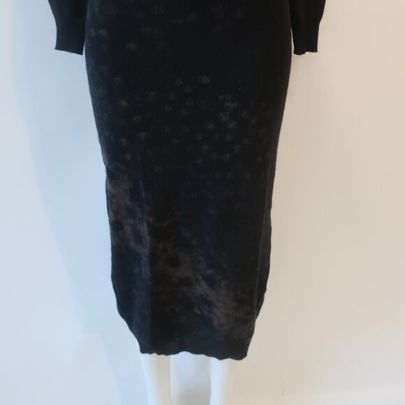 Womens Krizia Maglia Wool Angora Black Brown Tie Dye Midi Sweater Dress 40 US/XS - Picture 11 of 16